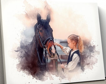 Custom Horse Portrait Personalized Horse Gift Horse Memorial Gift Horse Wall Art Custom Horse Gifts, Christmas Gift, Painting Digital