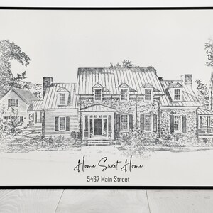 Black & White Sketch House Portrait Custom Home Portrait Housewarming ...