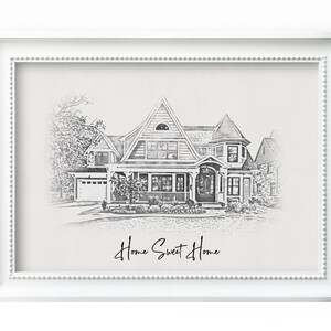 Black & White Sketch House Portrait Custom Home Portrait Housewarming ...