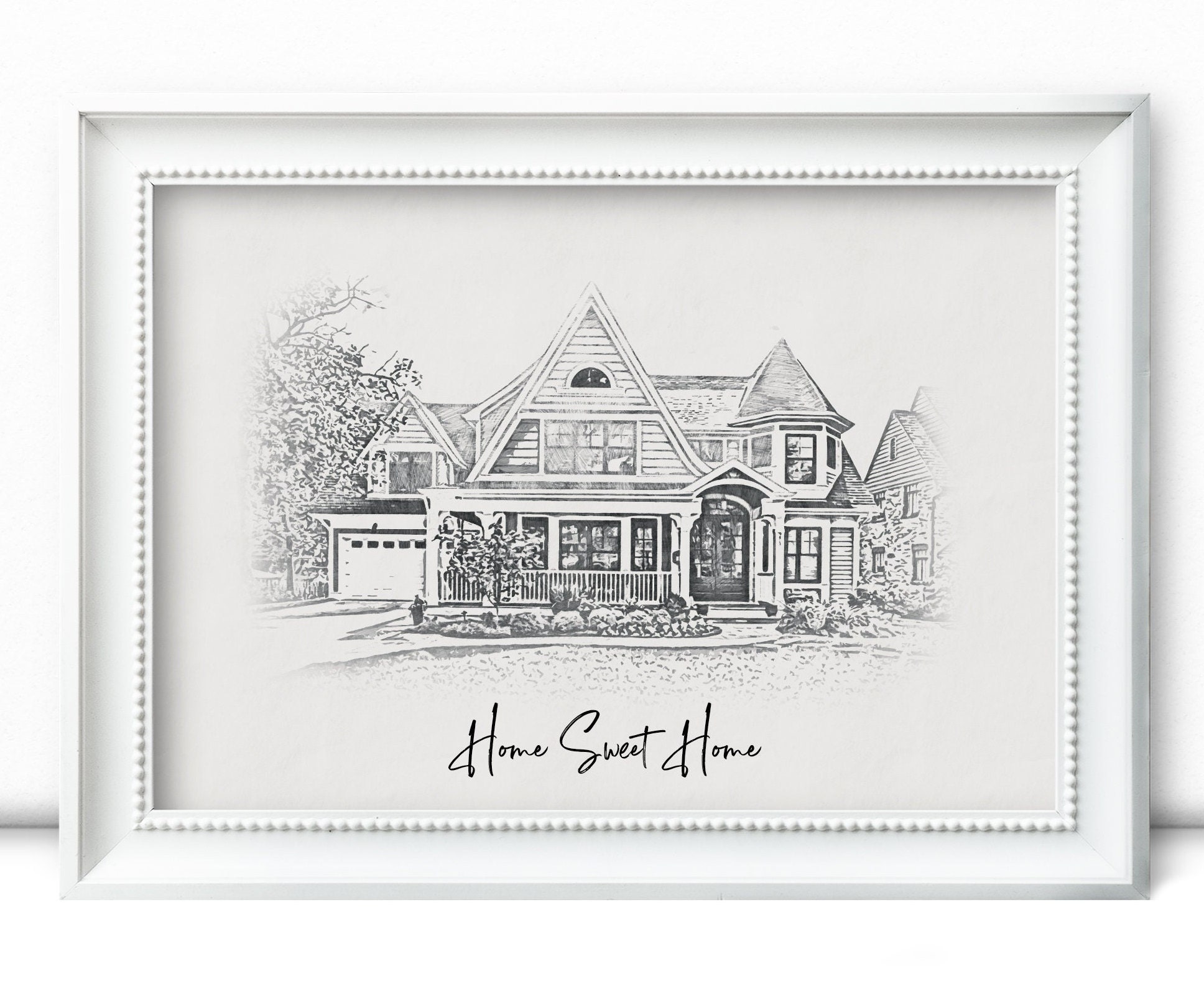 Black & White Sketch House Portrait Custom Home Portrait - Etsy