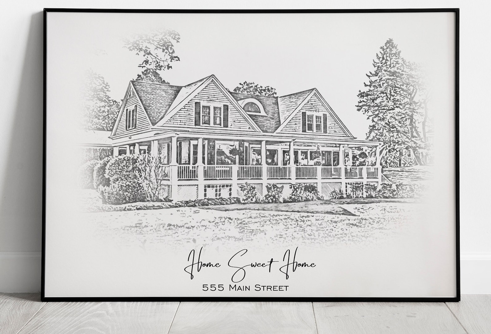 Black & White Sketch House Portrait Custom Home Portrait - Etsy