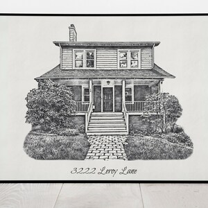 Black & White Sketch House Portrait Custom Home Portrait Housewarming ...