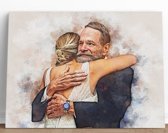 Dad gifts from daughter, custom portrait for daddy dad gifts christmas, Custom water color painting from photo, Personalized Dad portait