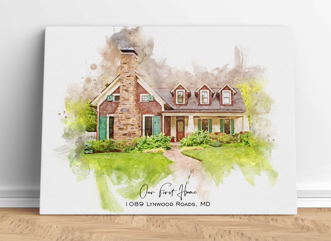 Watercolor Home Portrait Custom House Portrait Housewarming Gift First ...