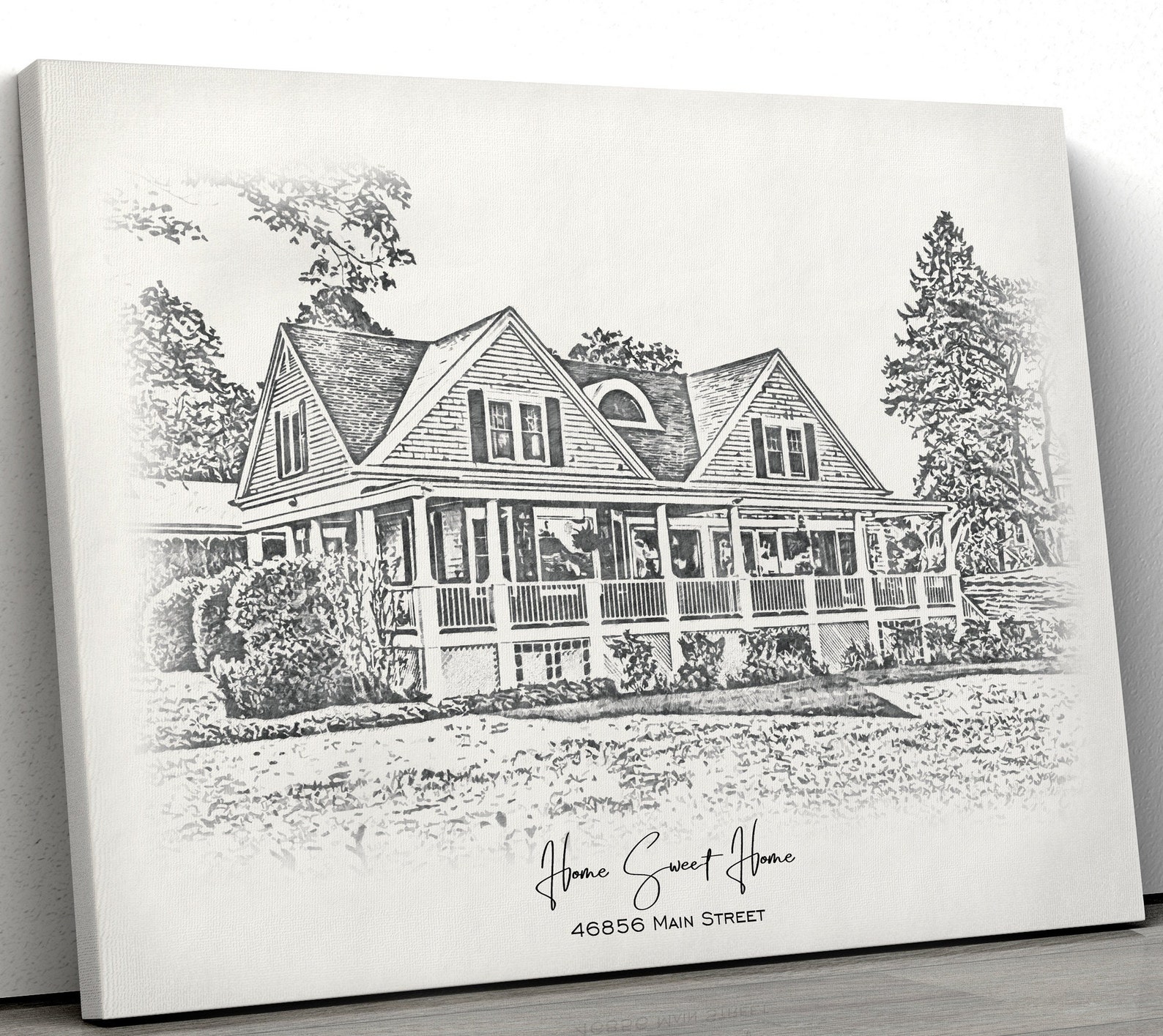 Black & White Sketch House Portrait Custom Home Portrait - Etsy