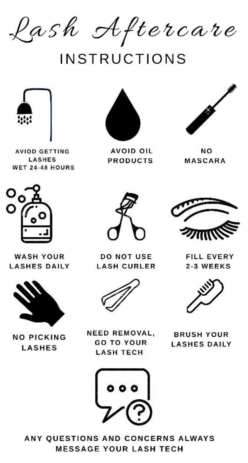 Digital Aftercare Instructions With Picturelash Etsy