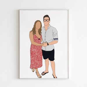 Ilustração personalizada sem rosto com contorno preto || Retrato sem rosto || Presente personalizado || Ilustração fotográfica personalizada