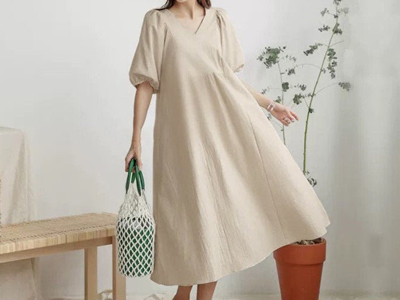 loose cotton dresses with sleeves