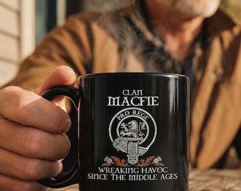 Clan Macfie Coffee Mug 11oz, Scottish Heritage Inspired Tartan Style Design
