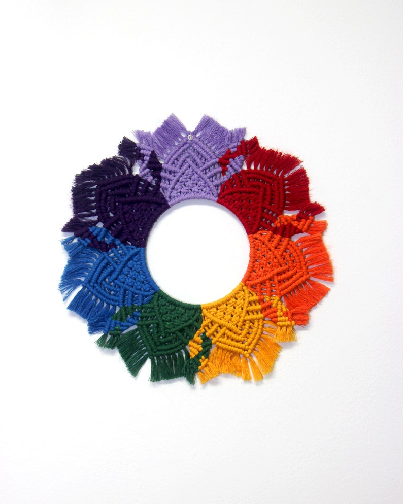 Chakra Macrame Handmade Rainbow Wheel Wreath Painters | Etsy