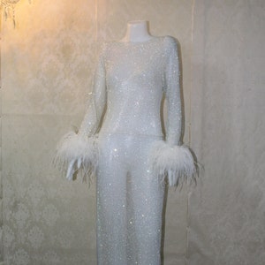 MARAYA Rhinestone mesh Long Sleeve Maxi Dress (See - through)