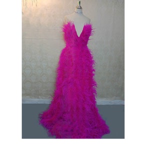 MARAYA V Neck Gown Feather Dress