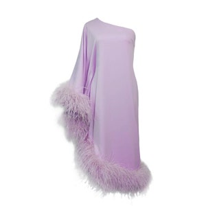 MARAYA Oblique One-Shoulder Maxi Feather Dress