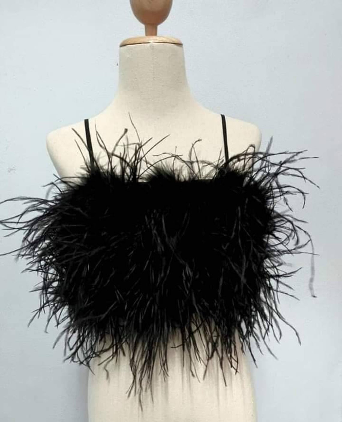 Black Feather&fur Mink Crop Top Feathers Are Only on the - Etsy