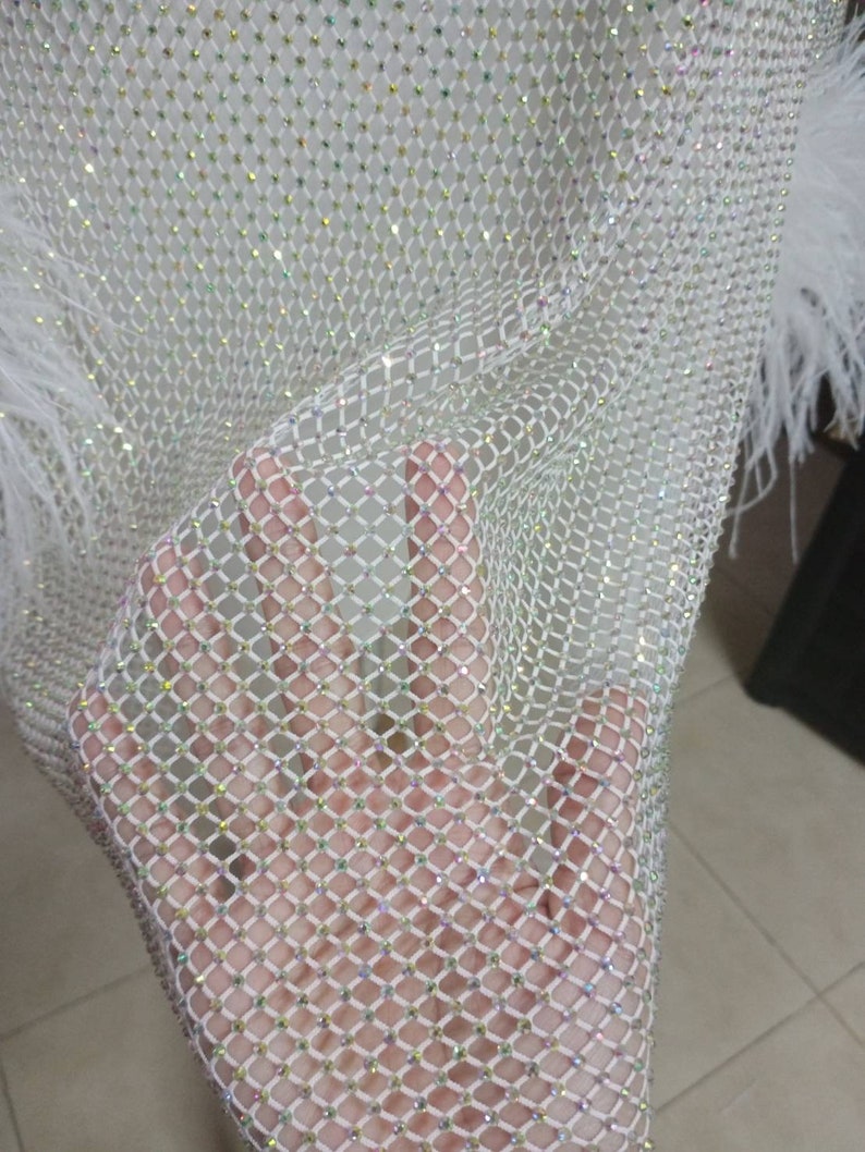 MARAYA Rhinestone Mesh Long Sleeve Mini Dress With Slip dress image 8