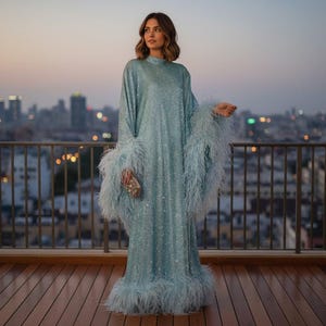 MARAYA metallic glitter maxi-jurk met klokmouwen
