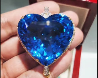 Heart Blue Topaz Brooch/Pendant