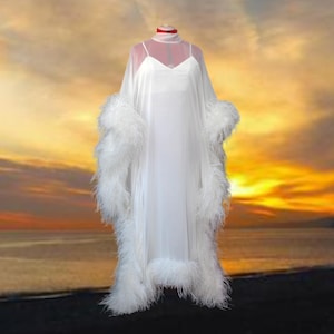 MARAYA Silk chiffon Kaftan Feather Maxi Dress