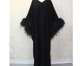 MARAYA Feather Kaftan  Maxi dress