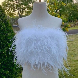 White Fur&Mink Crop Top, Prom dress, Plus size clothing,Coctail party, cocktail dress,party dress,costume party, hen night party.