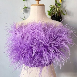 Purple Feather Crop Top
