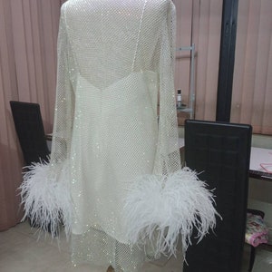 MARAYA Rhinestone Mesh Long Sleeve Mini Dress With Slip dress image 6