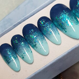 Light blue false nails