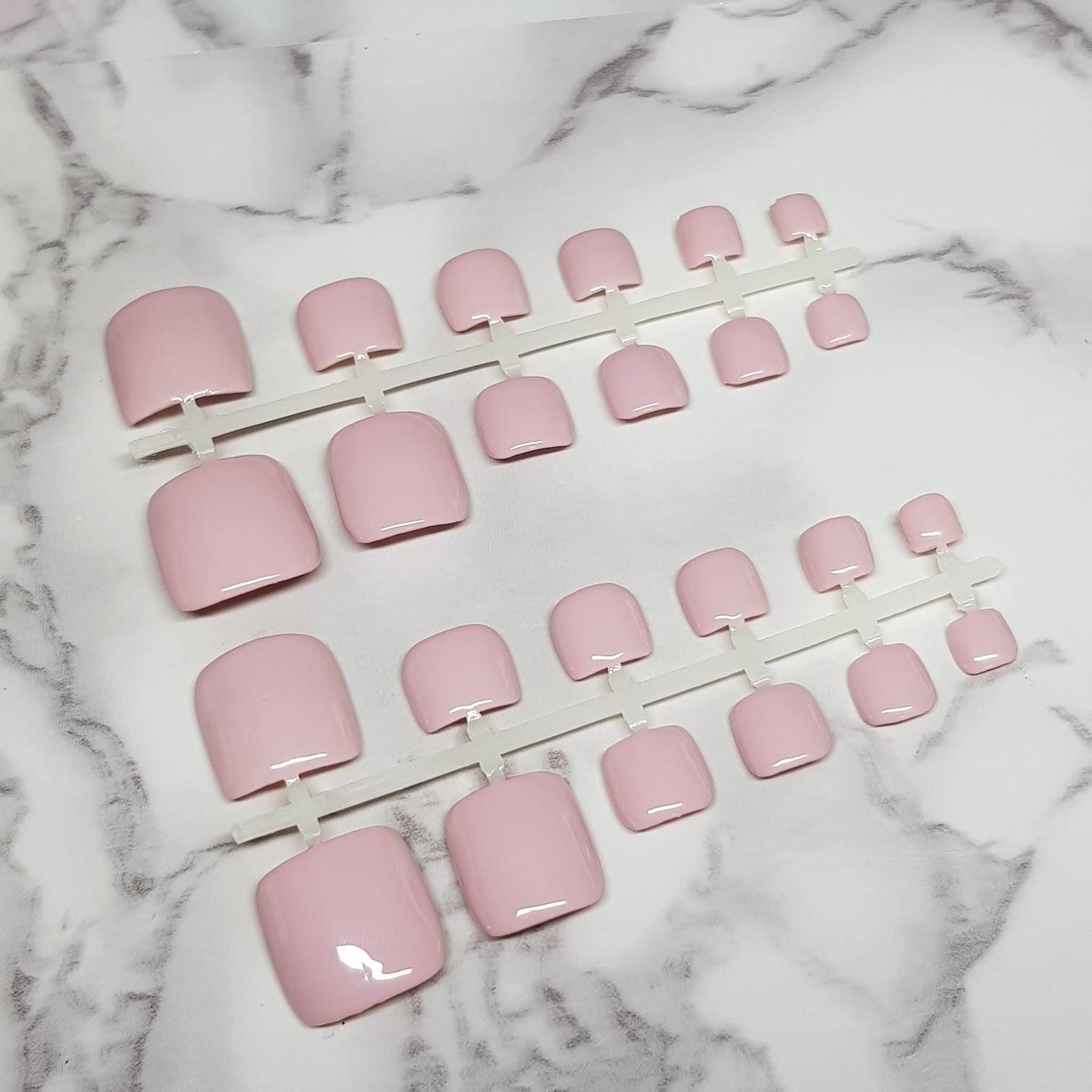 Pastel Pink Baby Pink Toe Nail Press on Nails. Set of 24. - Etsy UK