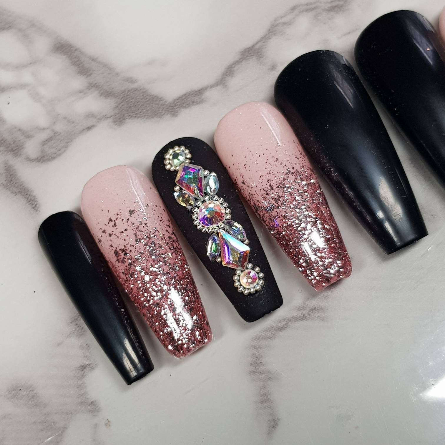 Pink Rose Gold Ombre Black and Crystals. Valentine's Day - Etsy Ireland Pink Rose Gold Ombre Black and Crystals. Valentine's Day - Etsy Ireland