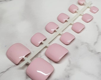 Pastel Pink, Dusty Pink Toenail Press on nails. Set of 24.