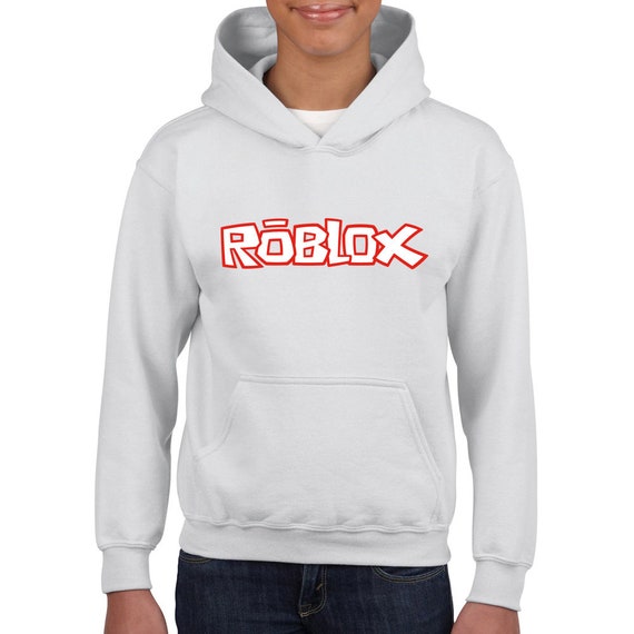 Roblox Logo White Sweatshirt Hoodie Youth Inspired Youtuber Etsy - roblox fade hoodie color changing