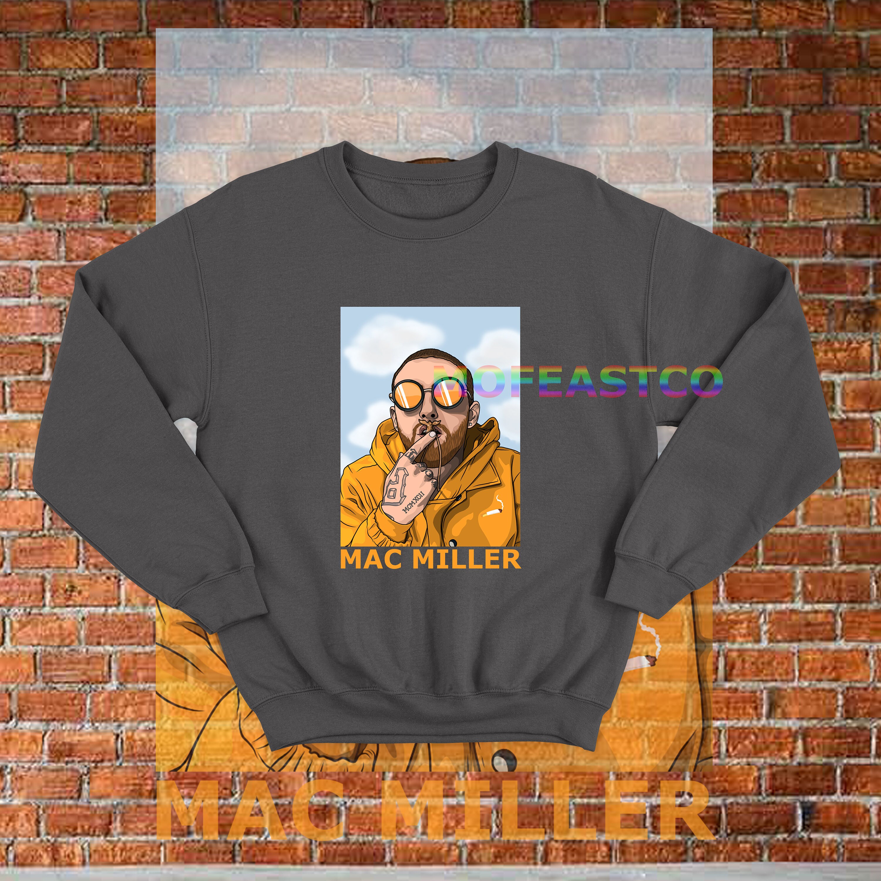 mac miller faces sweatshirt