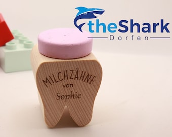 Zahnbox aus Holz, Personalisiert mit Lasergravur, Milchzahndose, Zahn aus Holz für die Zahnfee