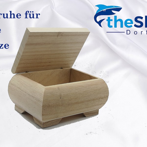 Truhe, Schatzkiste, Zahnbox, Geschenkbox aus unbehandeltem Holz,  mit Lasergravur nach Wunsch auf dem Deckel