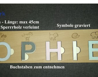Kinder Namen Puzzle   - aus Holz, Handarbeit