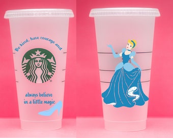 Cinderella Disney Princess | customizable 26 oz plastic reusable iced coffee tumbler