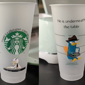 Disney Channel Phineas and Ferb | 8 options | customizable 26 oz plastic reusable iced coffee tumbler