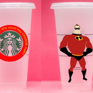 Disney&#39;s Incredibles Mr. Incredible | customizable 26 oz plastic reusable iced coffee tumbler