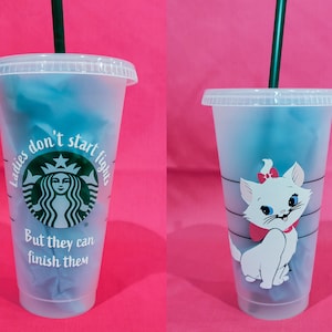 Disney&#39;s Aristocats Marie | customizable 26 oz plastic reusable iced coffee tumbler