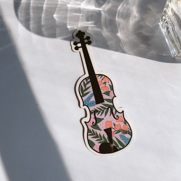 Violin Sticker, Viola Sticker, Floral Violin Sticker, Floral Viola Sticker, Violin Viola Decal, Cute Violin Viola Sticker, String Sticker