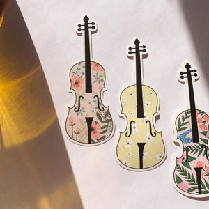 Cello Sticker, Floral Cello Sticker, Cute Cello Sticker, Cello Flower Sticker, Pretty Cello Sticker, Cello Case Sticker, Cello Laptop Decal