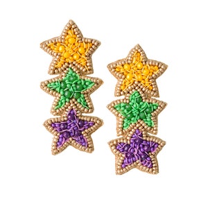 Mardi Gras Triple Stars Earrings
