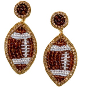 Brown Beaded GameDay Football Earrings