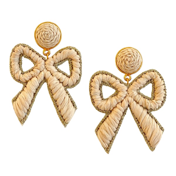 Bow Raffia Earrings |  Natural