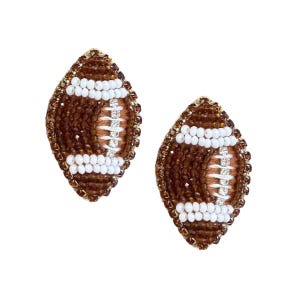 Brown Beaded GameDay Football Stud Earrings