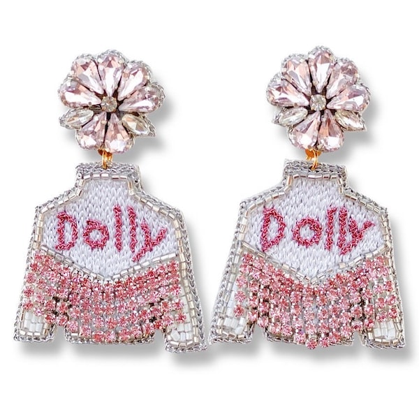 Dolly Inspired Pink Fringe Jacket Earrings