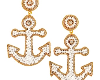 Orecchini A Ancora Con Strass Blu, Design Nautico Per Donna, Regalo Per Amanti Del Mare E Viaggi