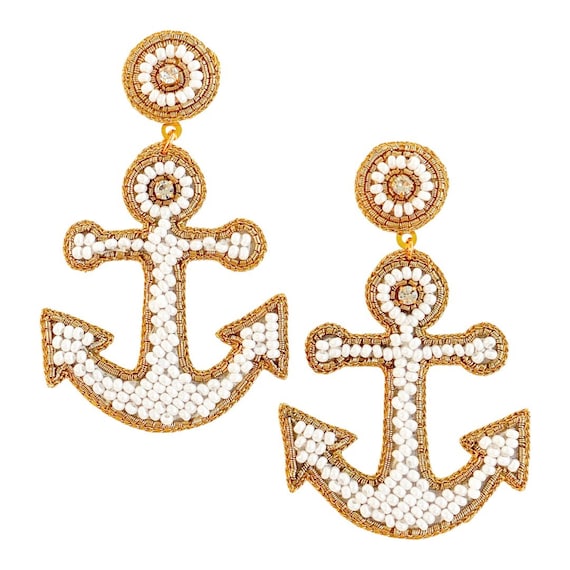 Anchor earrings white gold hot sale