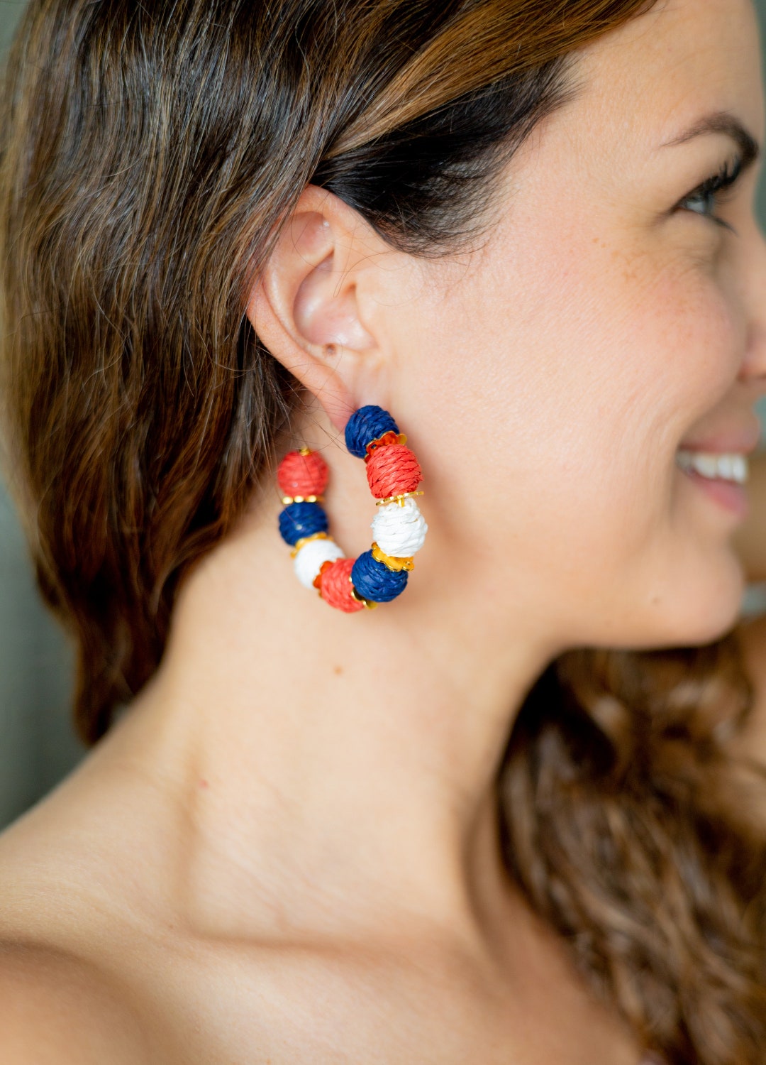 Raffia Hoop Earrings | Americana - Etsy