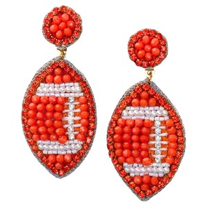 Orange Beaded GameDay Football Earrings